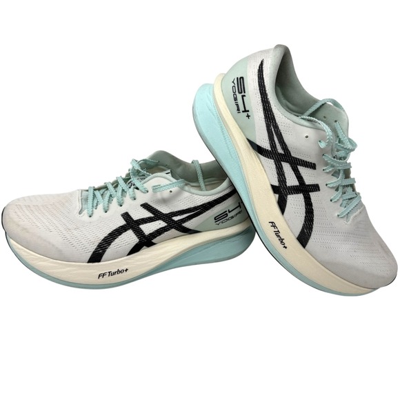 Asics Other - ASICS S4+ Yogiri White Black Aqua Running Sneakers Size US Men 8.5